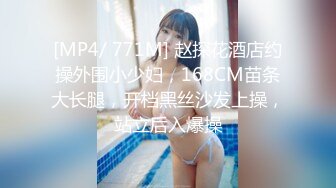 [MP4/ 771M] 赵探花酒店约操外围小少妇，168CM苗条大长腿，开档黑丝沙发上操，站立后入爆操